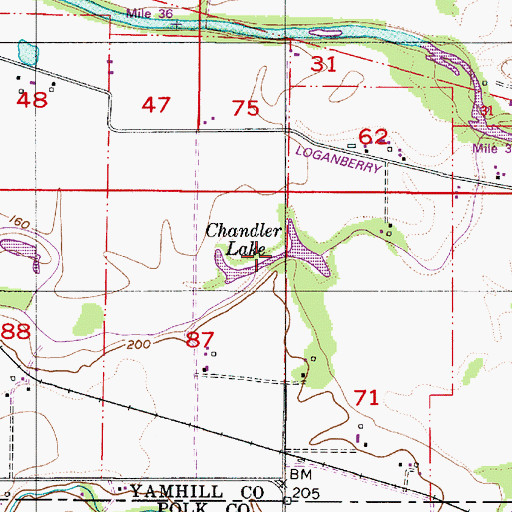 Topographic Map of Chandler Lake, OR