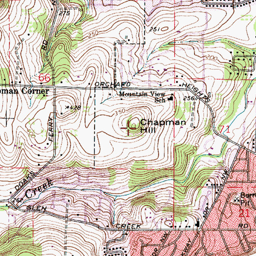 Topographic Map of Chapman Hill, OR