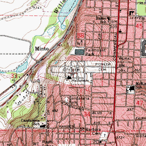 Topographic Map of City View Cemetery, OR