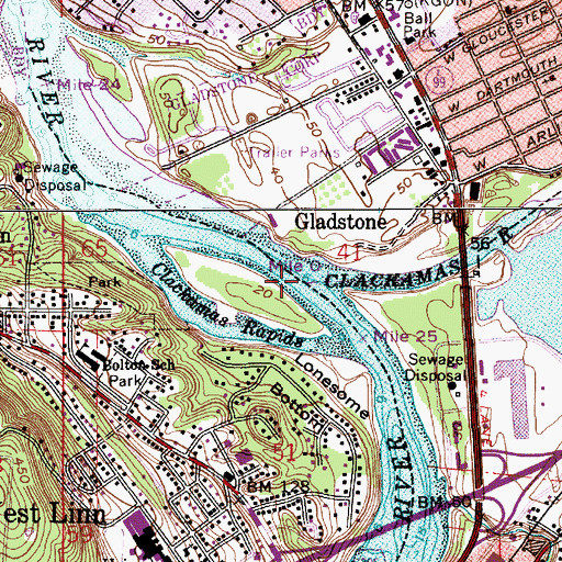 Topographic Map of Clackamas River, OR