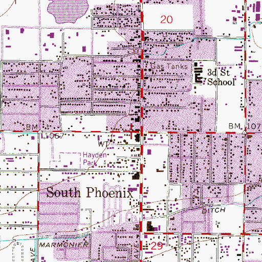 Topographic Map of South Phoenix, AZ