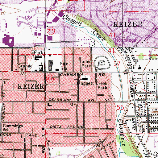 Topographic Map of Claggett Creek Park, OR
