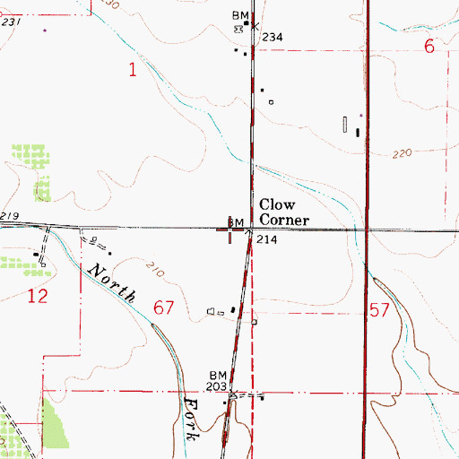 Topographic Map of Clow Corner, OR