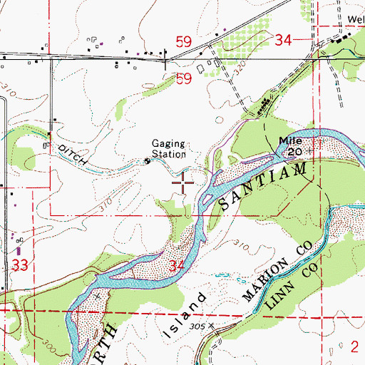 Topographic Map of Cold Creek, OR