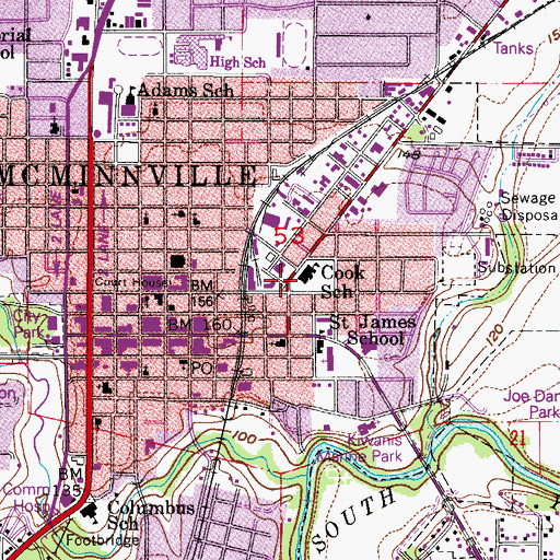 Topographic Map of Cook Elementary School (historical), OR