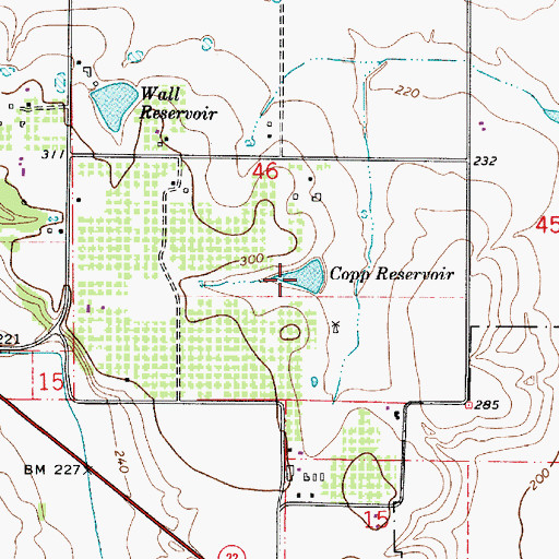 Topographic Map of Copp Reservoir, OR