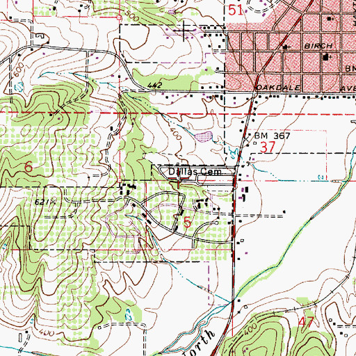 Topographic Map of Dallas Cemetery, OR