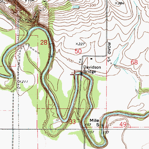 Topographic Map of Davidson Bridge, OR