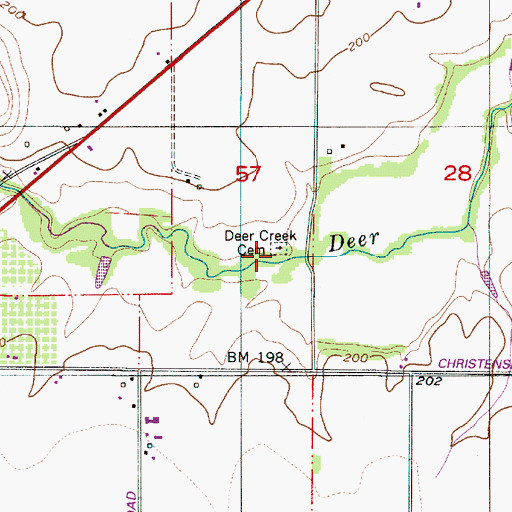 Topographic Map of Deer Creek Cemetery, OR