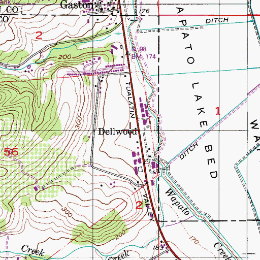 Topographic Map of Dellwood (historical), OR