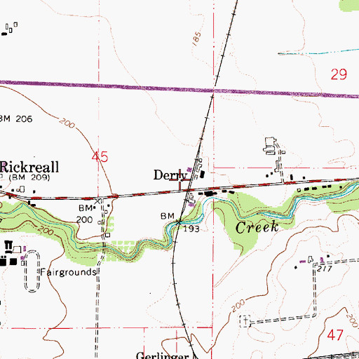 Topographic Map of Derry, OR