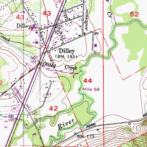 Topographic Map of Dilley Creek, OR