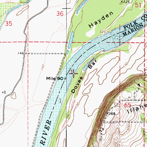 Topographic Map of Doves Bar, OR