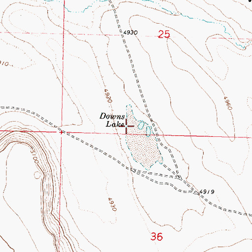 Topographic Map of Downs Lake, OR