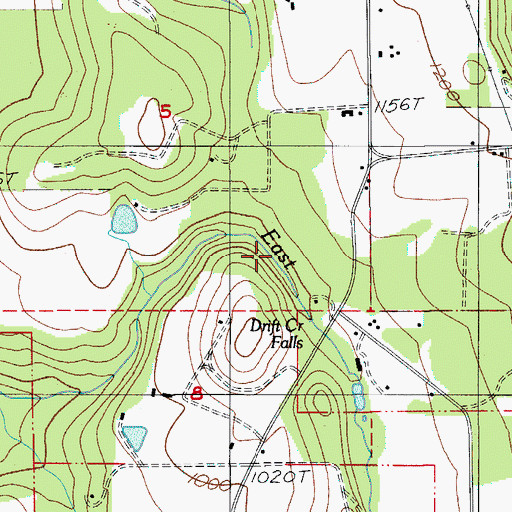 Topographic Map of Drift Creek Falls, OR