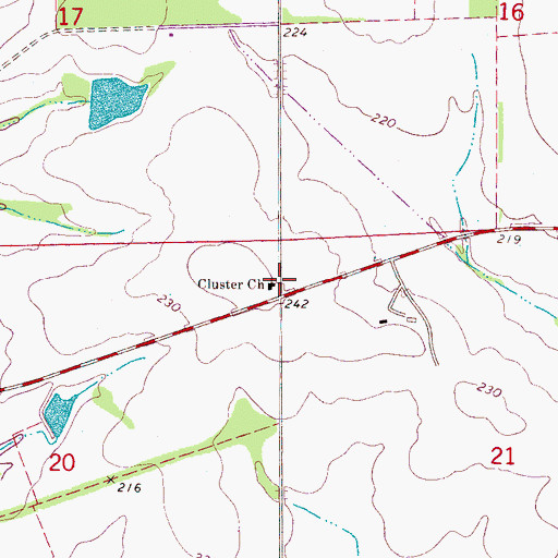 Topographic Map of Cluster Church, AL