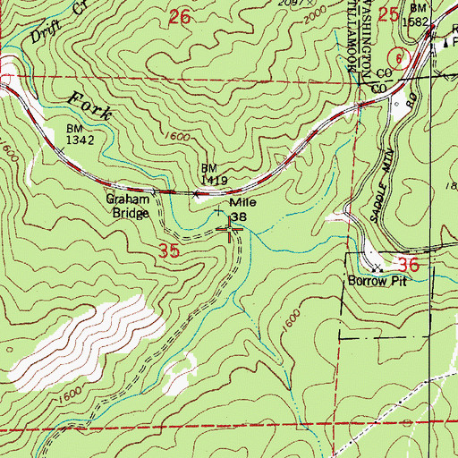 Topographic Map of Elliott Creek, OR