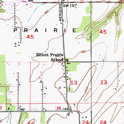 Topographic Map of Elliott Prairie Christian School, OR