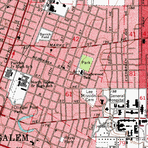Topographic Map of Englewood Elementary School, OR