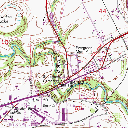 Topographic Map of Evergreen Memorial Park, OR