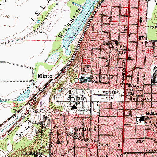 Topographic Map of Fairmont City Park, OR