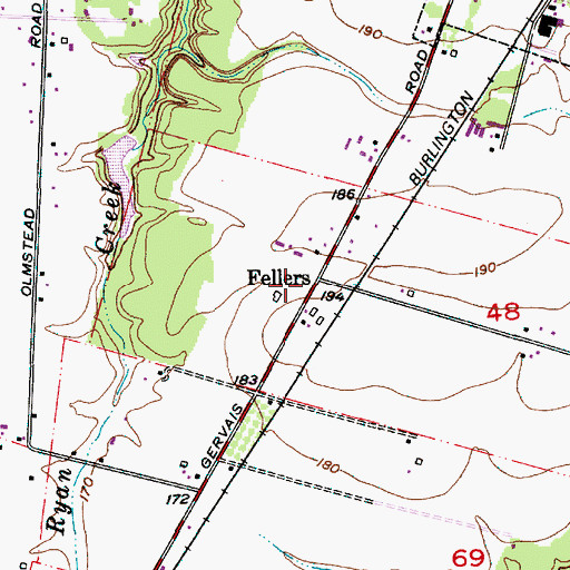 Topographic Map of Fellers, OR
