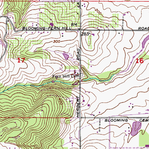 Topographic Map of Fern Hill Cemetery, OR