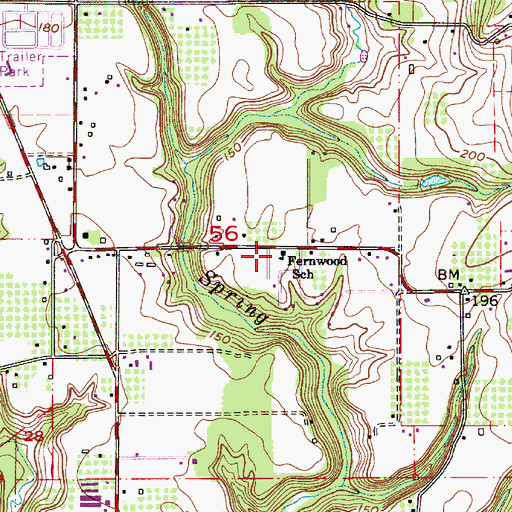 Topographic Map of Fernwood School (historical), OR