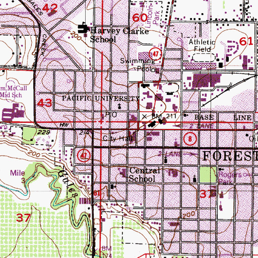 Topographic Map of Forest Grove, OR