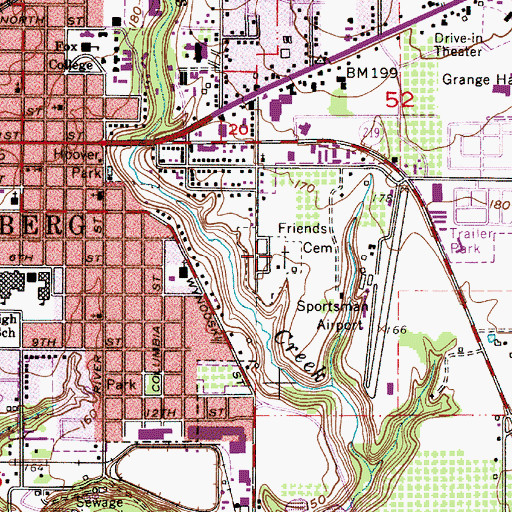 Topographic Map of Yamhill County Friends Cemetery, OR