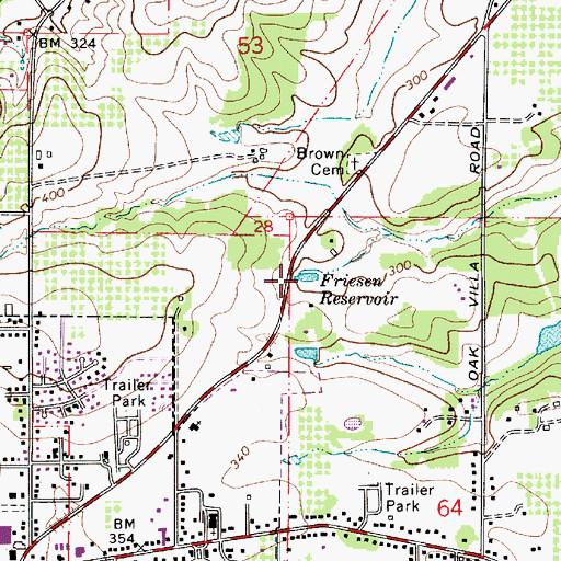 Topographic Map of Friesen Reservoir, OR