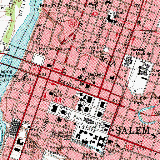 Topographic Map of Garfield School (historical), OR