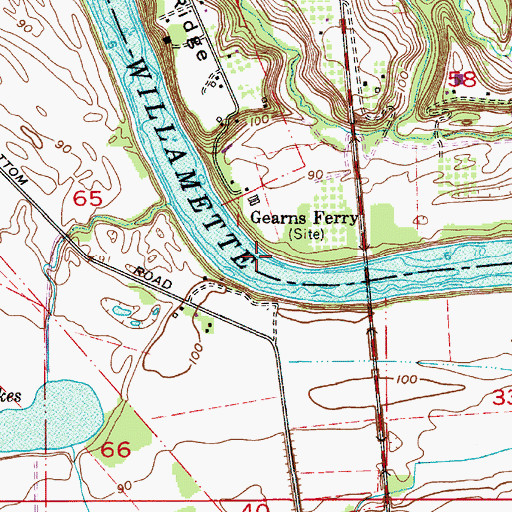 Topographic Map of Gearins Ferry (historical), OR