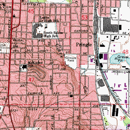 Topographic Map of Gilmore Field City Park, OR