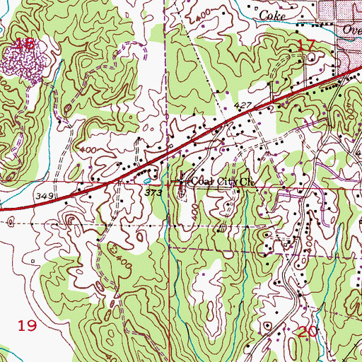 Topographic Map of Coal City Baptist Church, AL