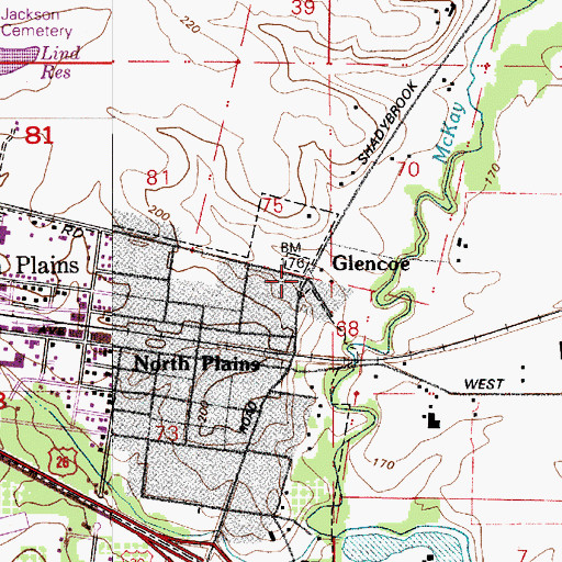 Topographic Map of Glencoe, OR