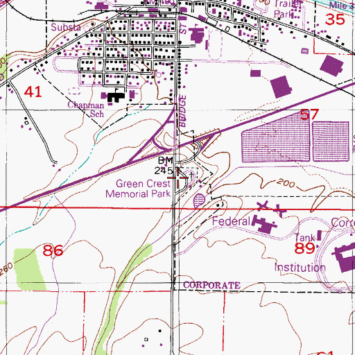 Topographic Map of Green Crest Memorial Park, OR