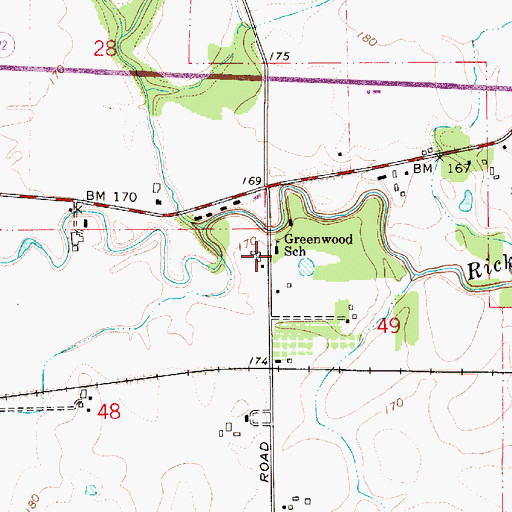 Topographic Map of Greenwood School (historical), OR
