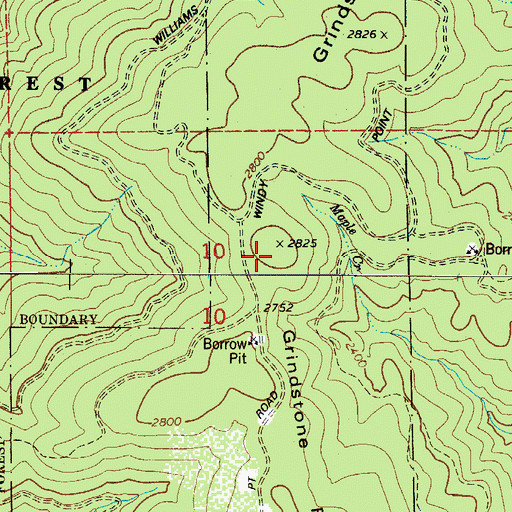 Topographic Map of Grindstone Ridge, OR