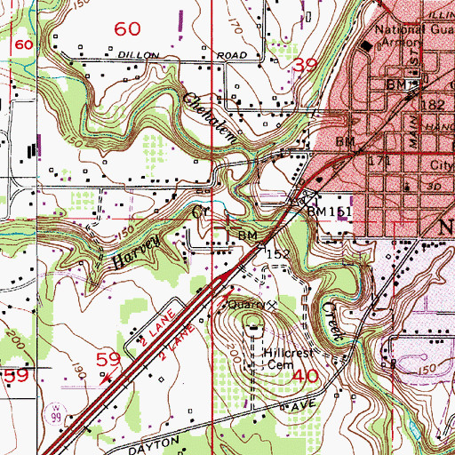 Topographic Map of Harvey Creek, OR
