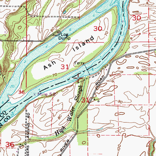 Topographic Map of High Water Slough, OR