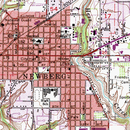 Topographic Map of Hoover Park, OR