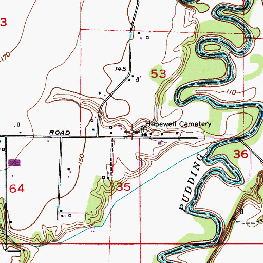 Topographic Map of Hopewell Cemetery, OR