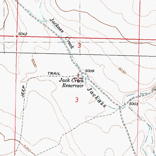 Topographic Map of Jack Creek Reservoir, OR