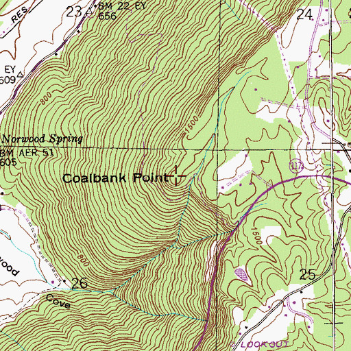 Topographic Map of Coalbank Point, AL
