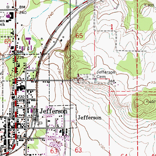Topographic Map of Jefferson Cemetery, OR