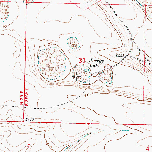 Topographic Map of Jerrys Lake, OR