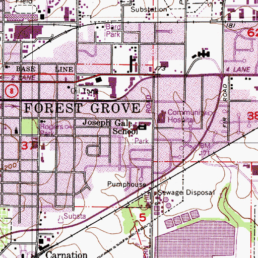 Topographic Map of Joseph Gale Elementary School, OR