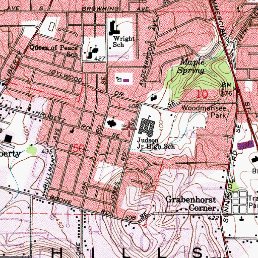 Topographic Map of Judson Middle School, OR