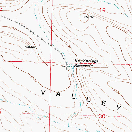 Topographic Map of Keg Springs Reservoir, OR